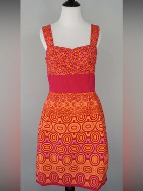 Donna Morgan Orange and Pink fit Geometric Mini Dress